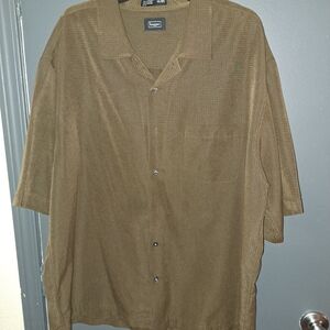 Haggar Brown  mens Textured Short Sleeve Shirt Size XXL EEG